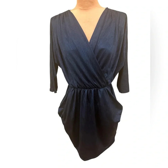 Forever 21 Navy Blue Wrap Around Casual Dress with Pockets Size Small - Picture 1 of 6